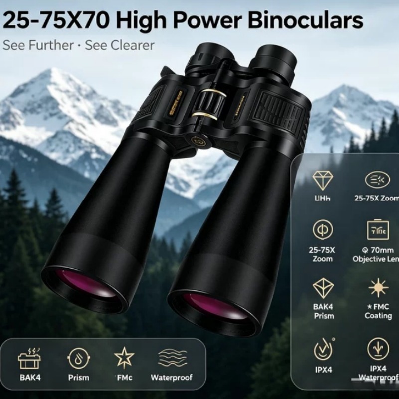 National Geographic Telescope 70Mm - BORWOLF 25-75X70 대형 대물렌즈 쌍안경, FMC