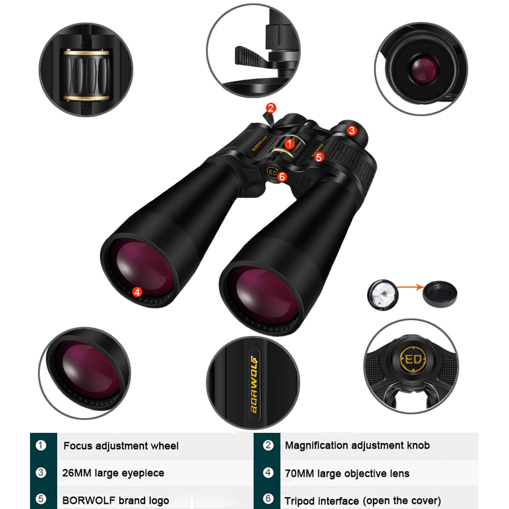 BORWOLF 대형 대물렌즈 25-75X70 쌍안경 F - National Geographic Telescope 70Mm 리뷰 및 가격