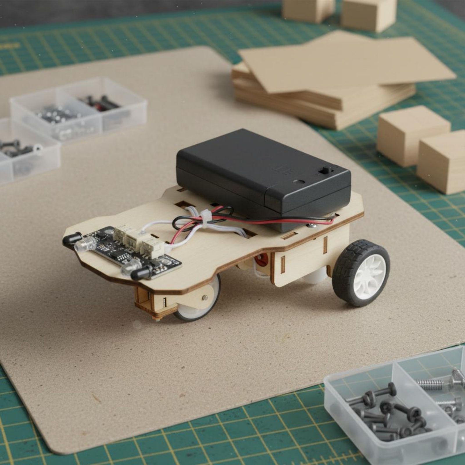 나무로 만든 지능형 자동차 키트 과학 기술 교육 DIY - Science Robot 리뷰 및 가격